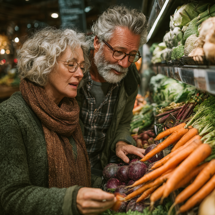 Persoană în vârstă pregătind o masă sănătoasă